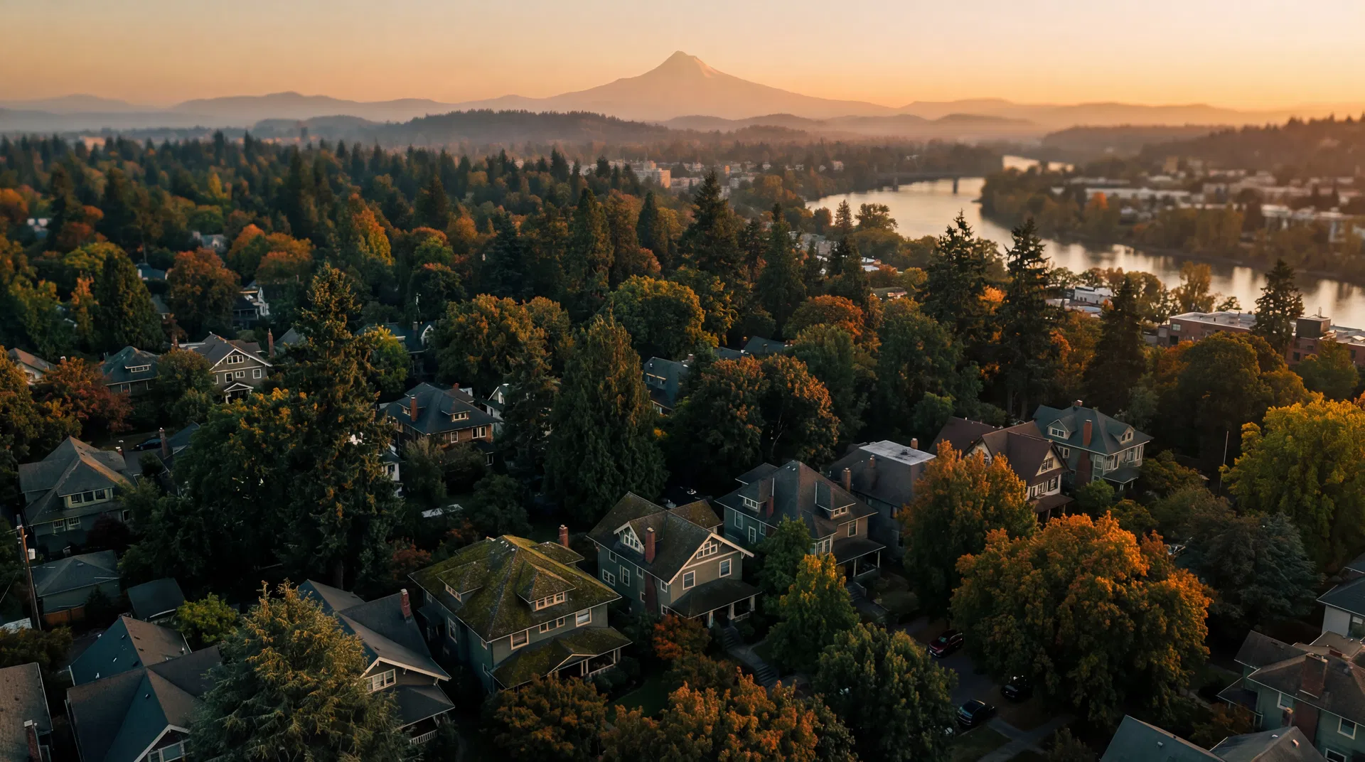 Portland Oregon skyline with Mt. Hood